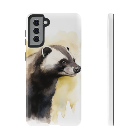 Badger on a Yellow Background - Impact Resistant Phone Case Samsung Galaxy S21 Plus Glossy